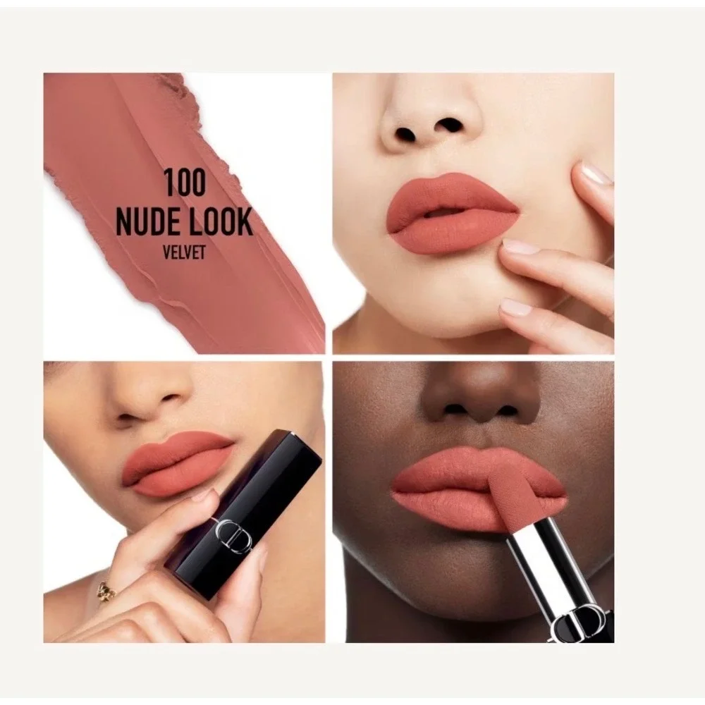 Dior Rouge Lipstick 100 Nude Look Velvet Matte Nude Mini Travel 1.5g New
